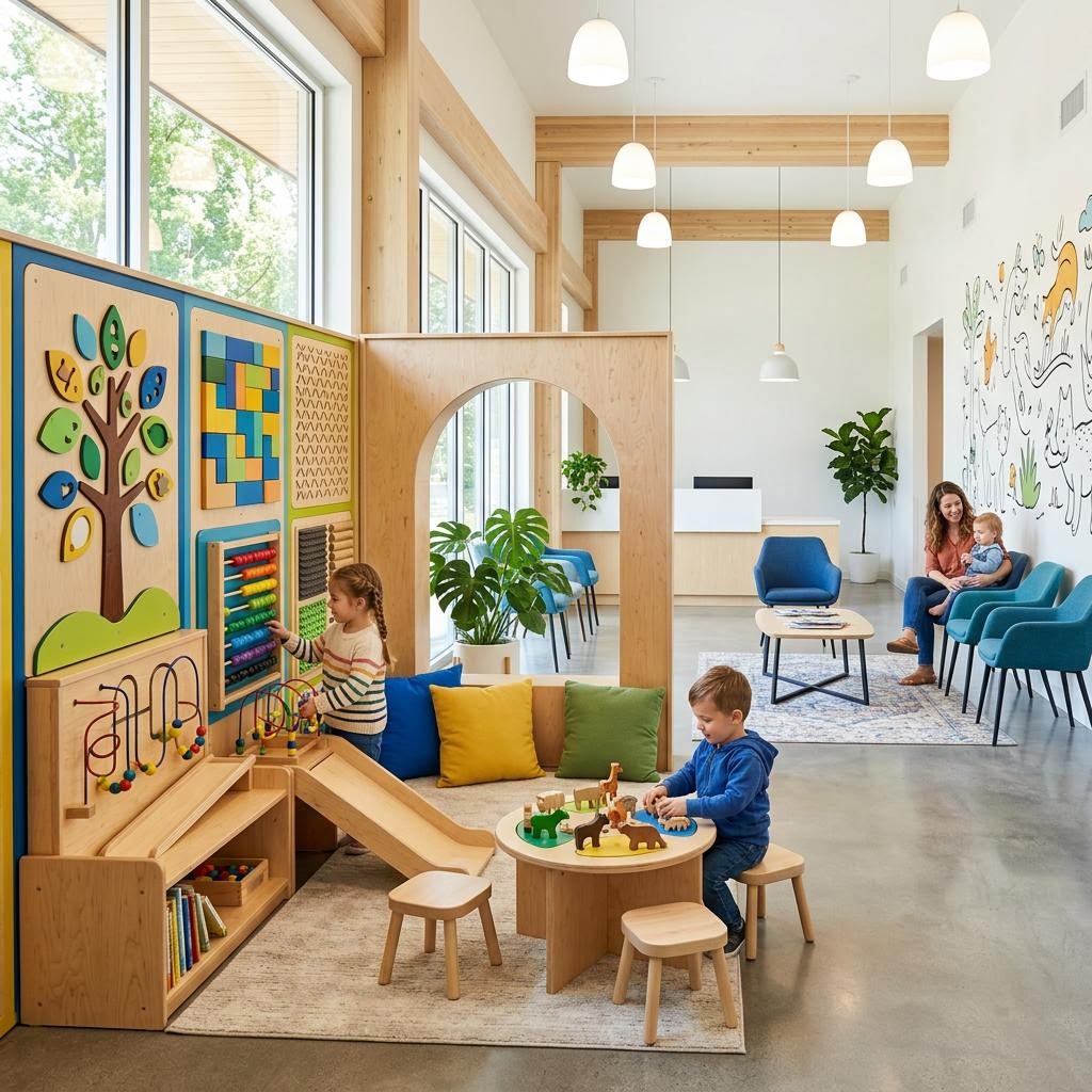 Pediatric healthcare waiting room play area